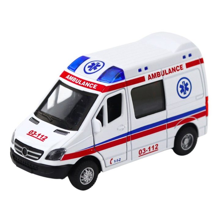 Greitosios pagalbos automobilio su garsais 1:32, baltas