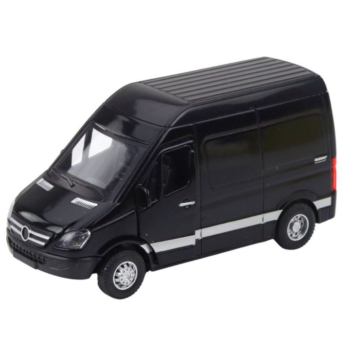 Žaislinis juodas pristatymo sunkvežimis su garsu, 1:32 scale