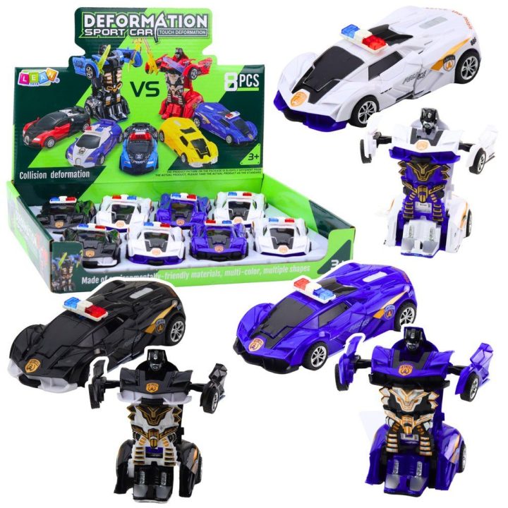 Transformeris policijos sportinis automobilis vaikams 2in1, 8 vnt.