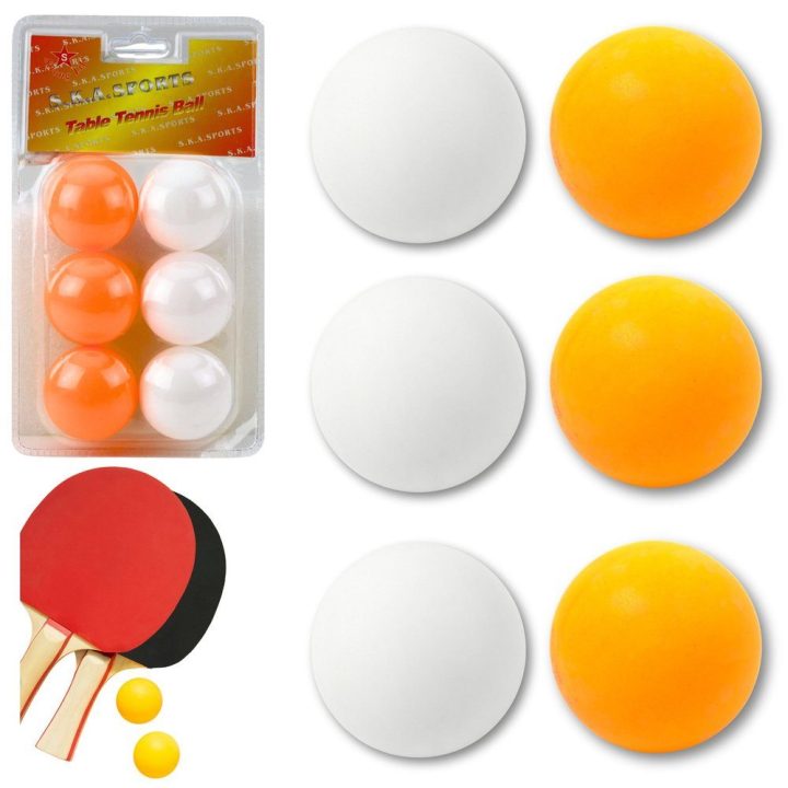 Stalo teniso kamuoliukai balti ir oranžiniai 6 vnt.