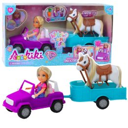 Lėlių rinkinys su automobiliu, priekaba ir arkliu Ankiki