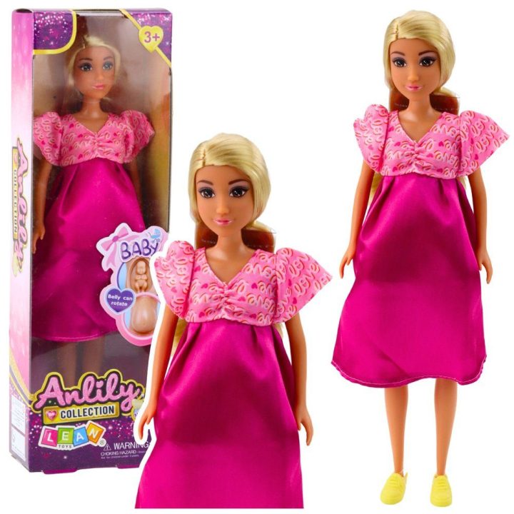 Nėščia lėlė rožine suknele Anlily Collection