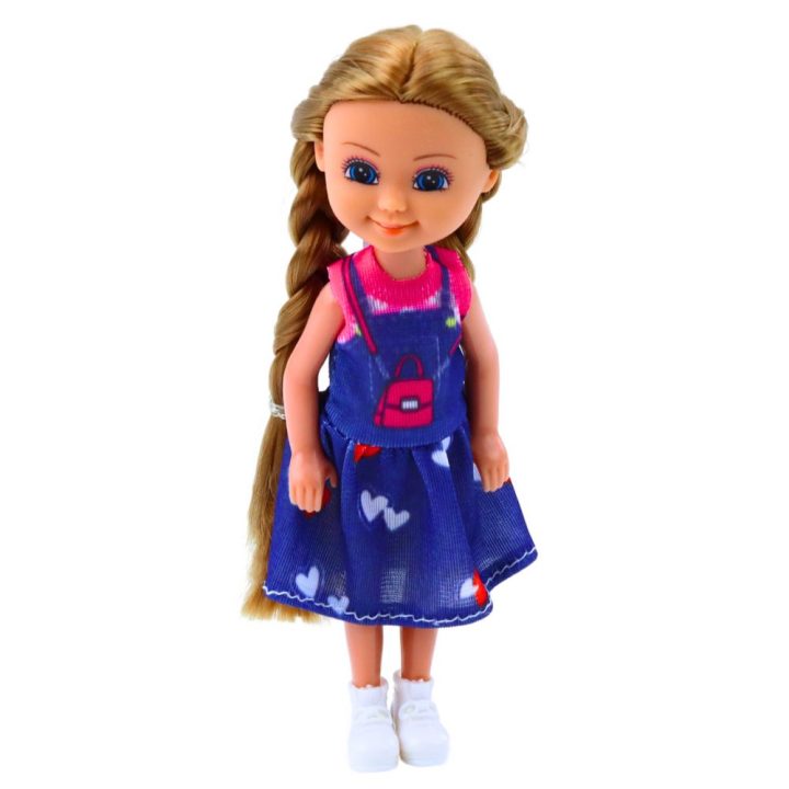 Lėlė su ilgu plauku ir suknele 15 cm Leo & Nini