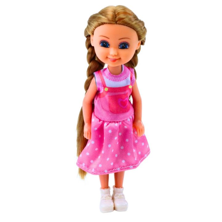 Lėlė su ilgu plauku ir suknele 15 cm Leo & Nini