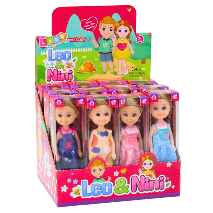 Lėlė su ilgu plauku ir suknele 15 cm Leo & Nini