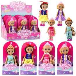 Lėlytė princesė su karūna ir suknele, 17 cm, įvairi