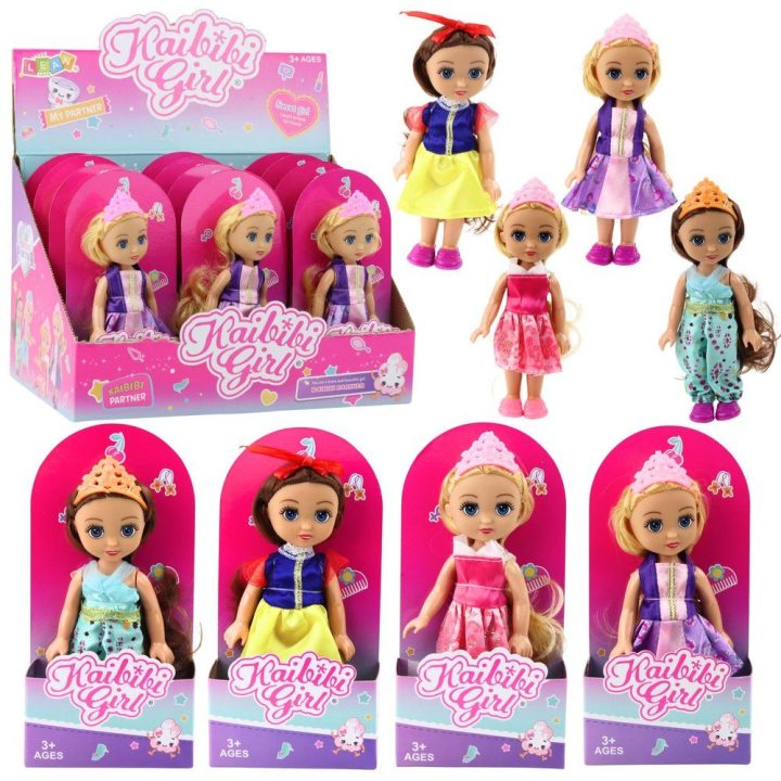 Lėlytė princesė su karūna ir suknele, 17 cm, įvairi