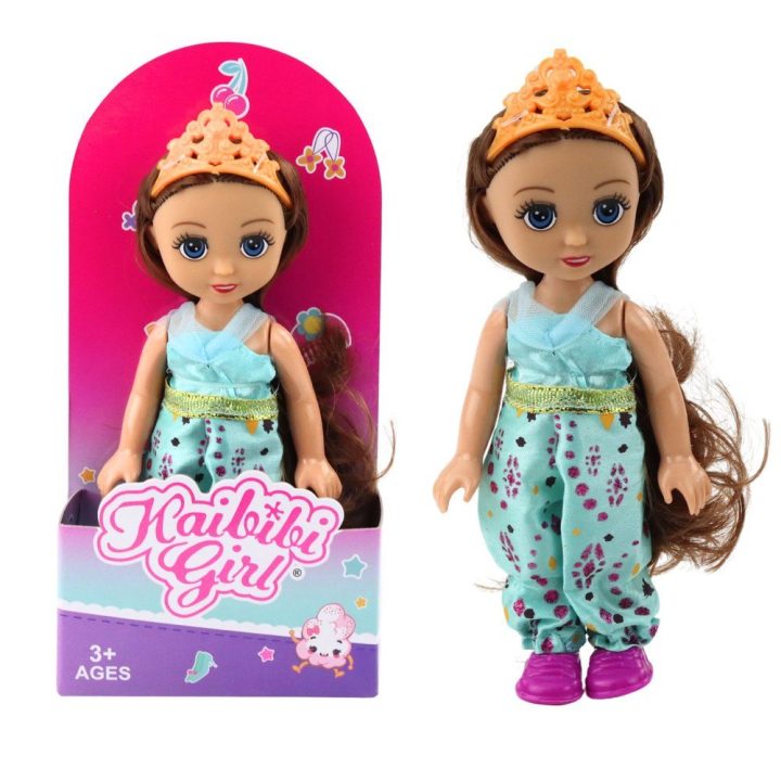 Lėlytė princesė su karūna ir suknele, 17 cm, įvairi