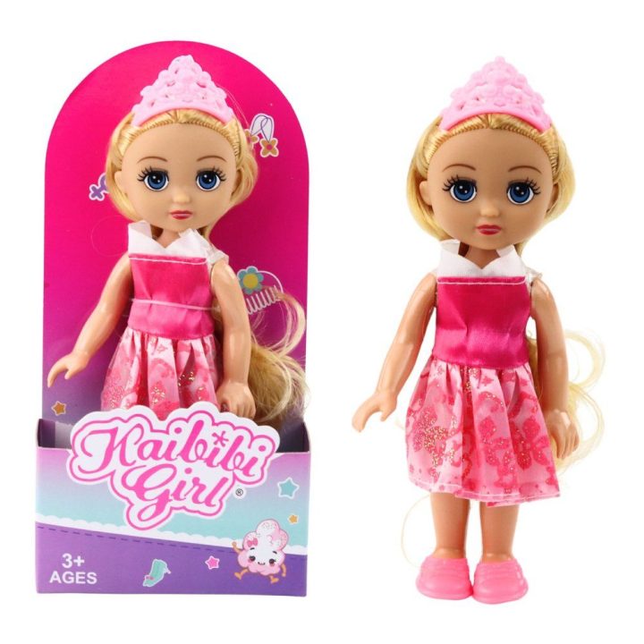 Lėlytė princesė su karūna ir suknele, 17 cm, įvairi