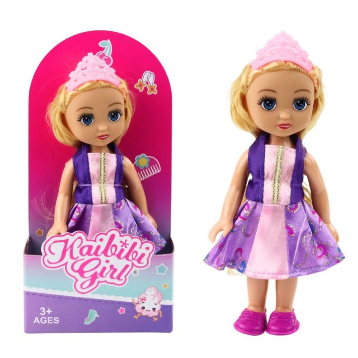 Lėlytė princesė su karūna ir suknele, 17 cm, įvairi