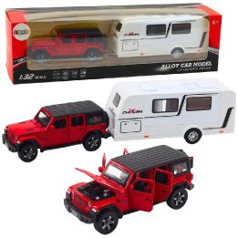 Automobilio ir kemperio žaislų rinkinys su garsais, raudonas, 1:32
