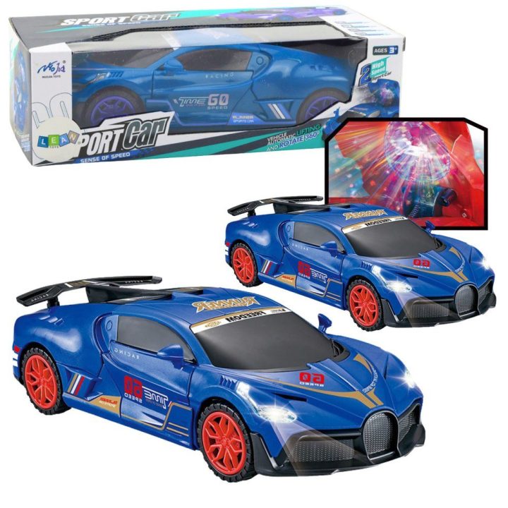 Žaislinis sportinis automobilis su LED, garsu ir jutikliu, mėlynas