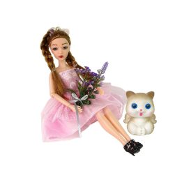 Lėlė Emily su kasytėmis, katinėliu ir gėlytėmis