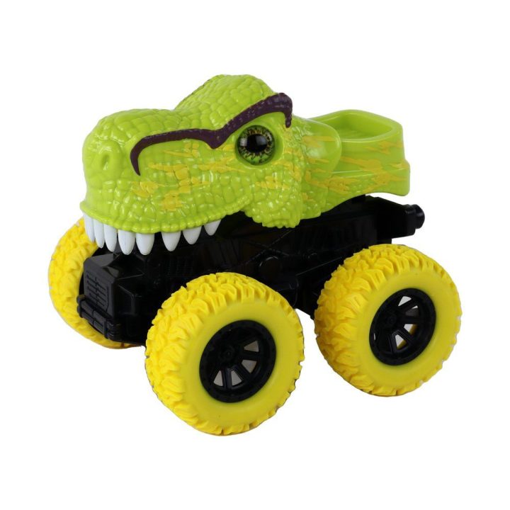 Žalias dinozauro formos traukos automobilis vaikams