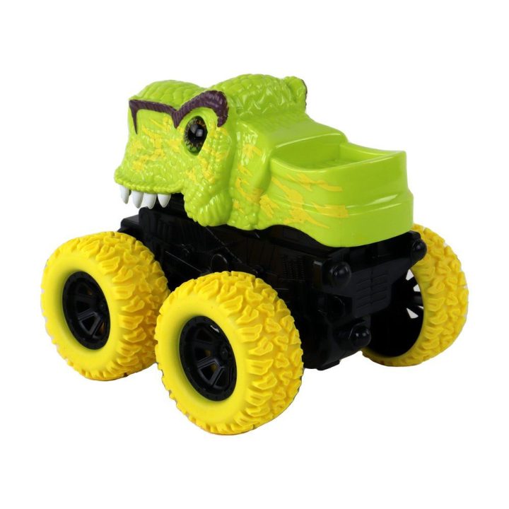 Žalias dinozauro formos traukos automobilis vaikams