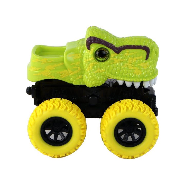 Žalias dinozauro formos traukos automobilis vaikams