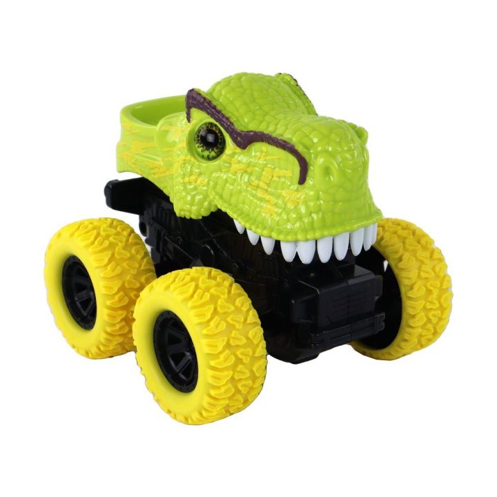Žalias dinozauro formos traukos automobilis vaikams