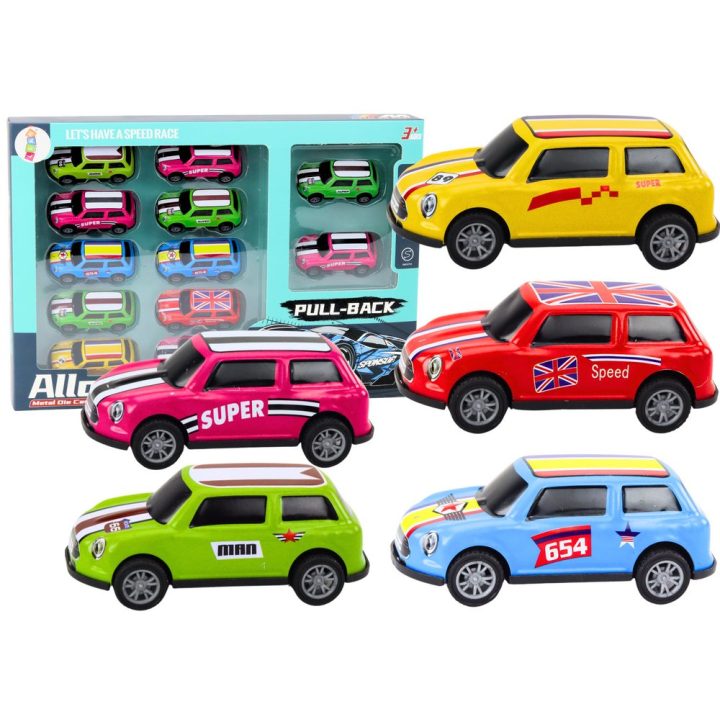 Vaikiškų spalvotų atgal traukiamų automobilių rinkinys, 12 vnt.