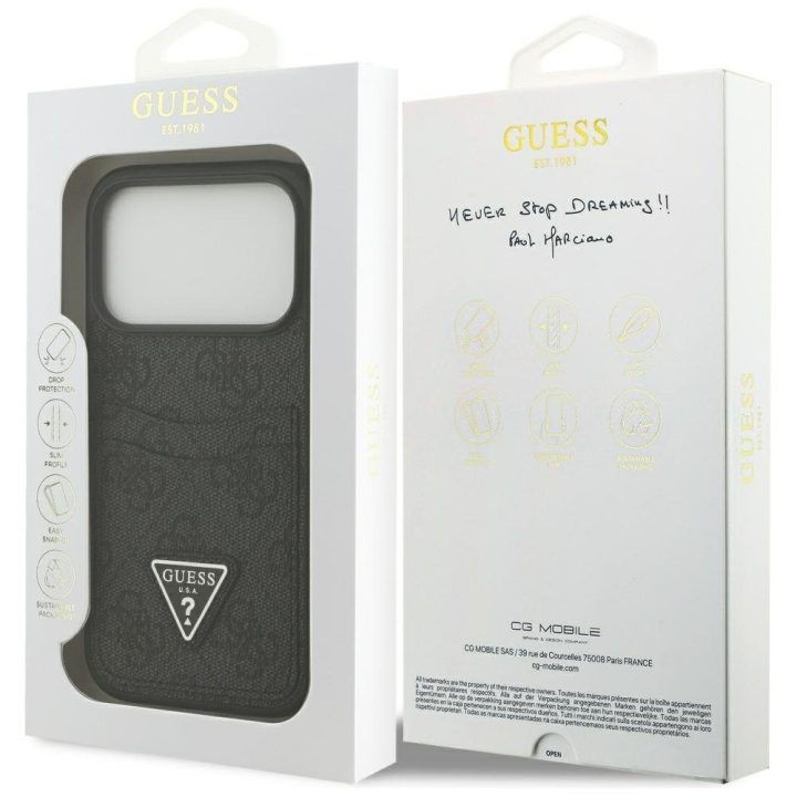 Telefono dėklas iPhone 17 Pro juodas su kortele Guess