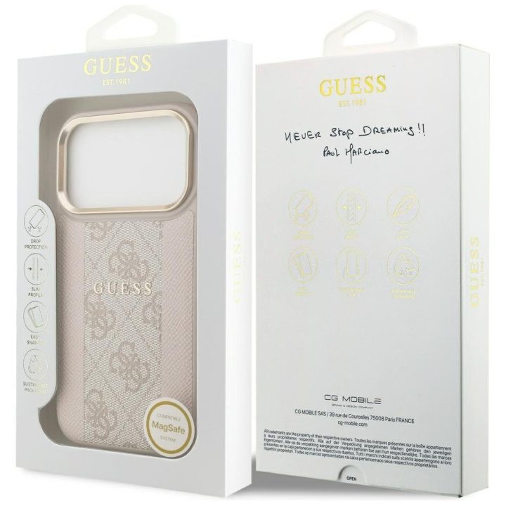 Telefono dėklas iPhone 17 Pro smėlio spalvos Guess