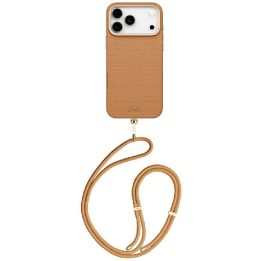 Telefono dėklas iPhone 17 Pro Max rudas su virve Uniq