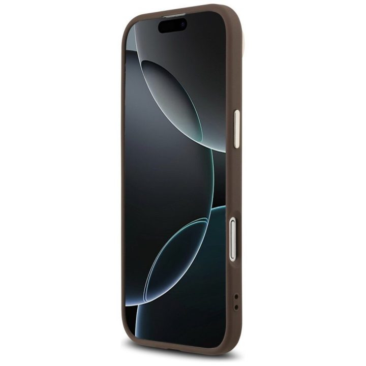 Dėklas telefonui iPhone su MagSafe ruda/auksinė Guess