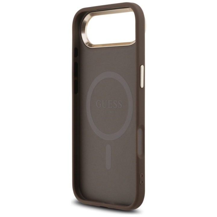 Dėklas telefonui iPhone su MagSafe ruda/auksinė Guess