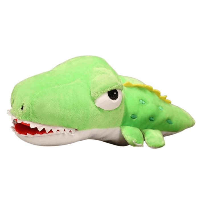 Žalias krokodilo formos pliušinis lėlių teatras, 30 cm