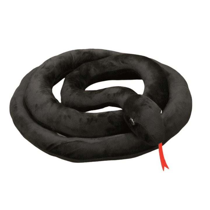 Juodas pliušinis gyvatės žaislas 110 cm