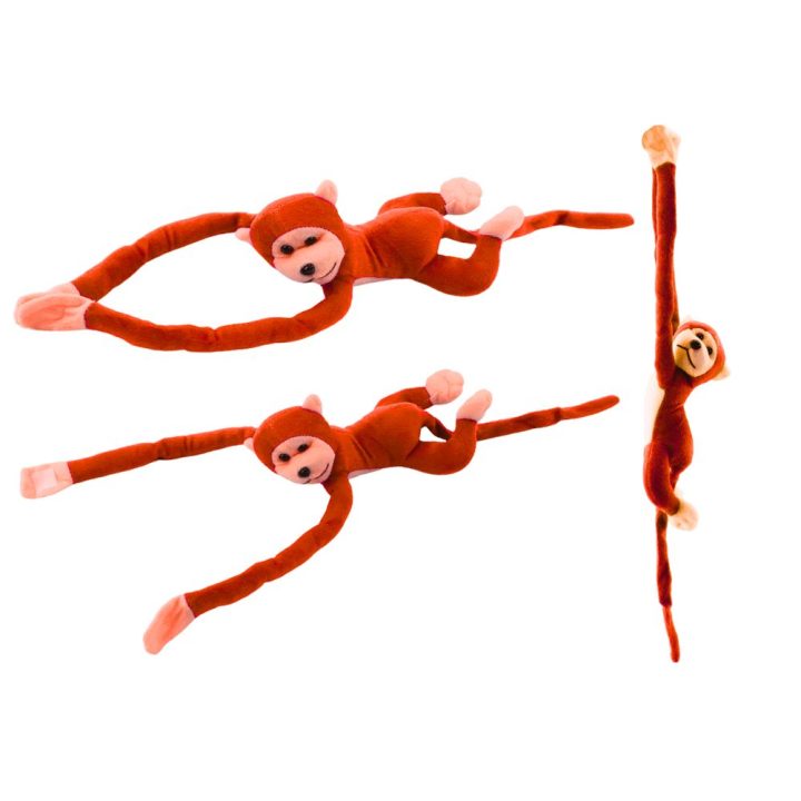 Pliušinis beždžionės žaislas su garsu, oranžinis, 80 cm