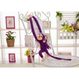 Pliušinis violetinis beždžionėlės žaislas su jaunikliu, 90 cm