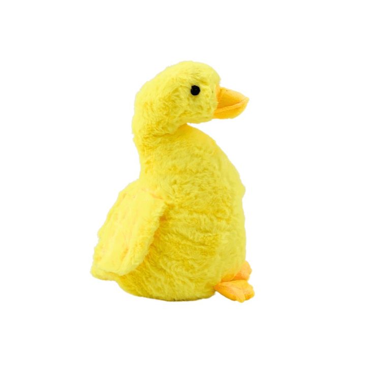 Geltona minkšta pliušinė antis vaikams 40 cm