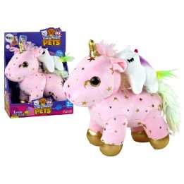 Rožinis pliušinis vienaragis su žvaigždutėmis vaikams Baby Kiddo Pets