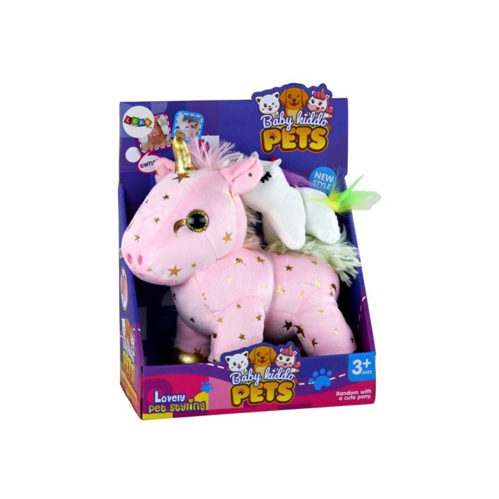 Rožinis pliušinis vienaragis su žvaigždutėmis vaikams Baby Kiddo Pets