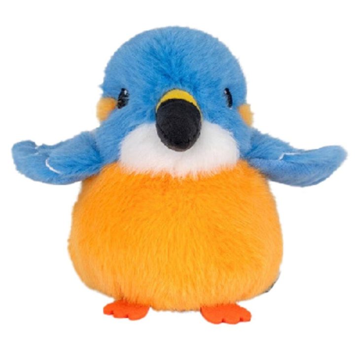 Pliušinis paukštis mėlynos ir oranžinės spalvos 12 cm