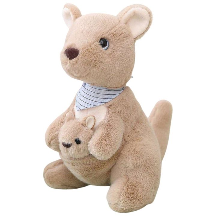 Pliušinis kengūros žaislas su jaunikliu, 23 cm