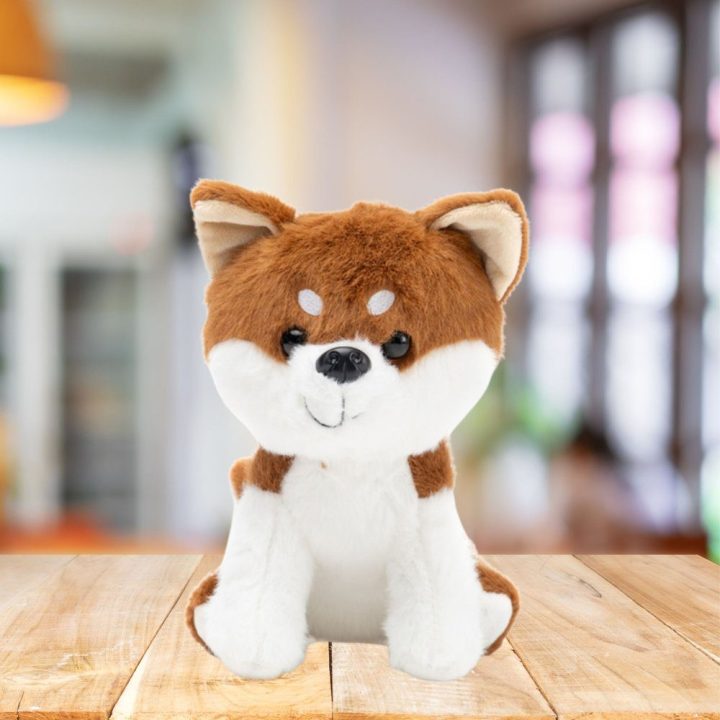 Pliušinis šuo Shiba Inu baltai rudas 20 cm