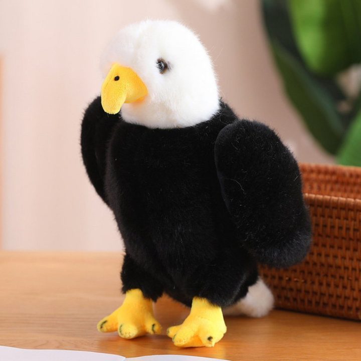 Pliušinis erelis žaislas vaikams juodai baltas 25 cm