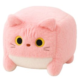 Rožinis minkštas kačiuko žaislas kubas 18 cm