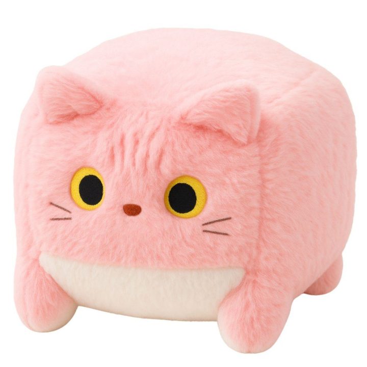 Rožinis minkštas kačiuko žaislas kubas 18 cm