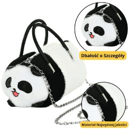 Pliušinė panda rankinė su grandinėle, juoda balta, 20 cm