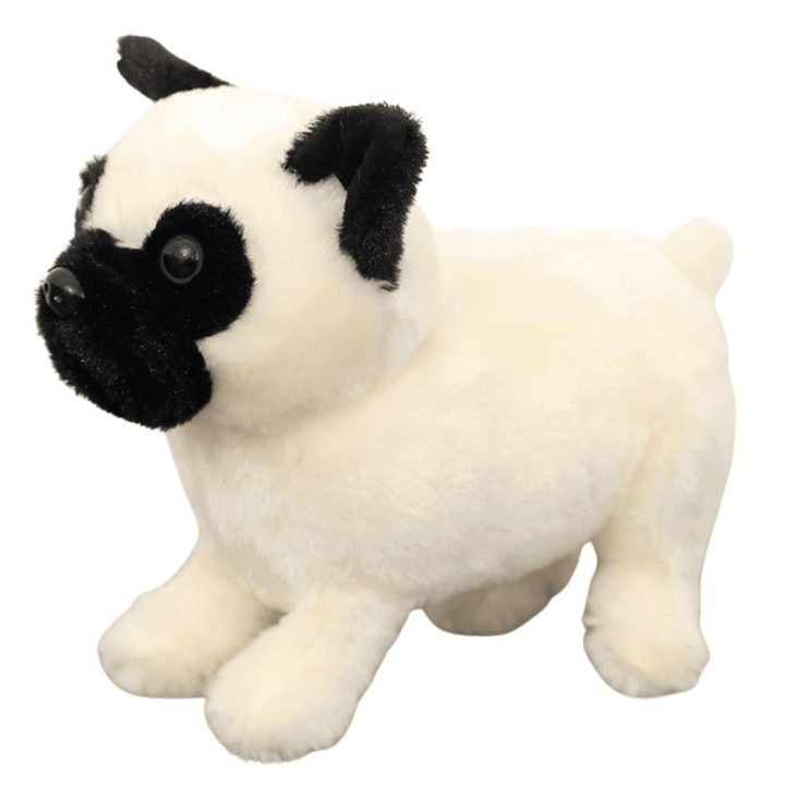 Pliušinis mopsas baltas žaislas vaikams 19 cm