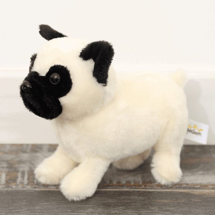 Pliušinis mopsas baltas žaislas vaikams 19 cm