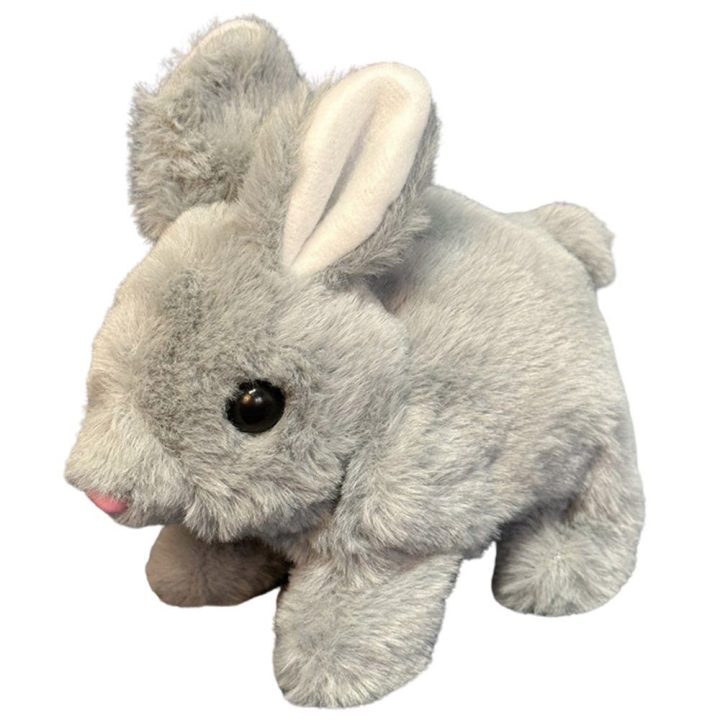 Pilkas pliušinis kiškutis žaislas vaikams 18 cm