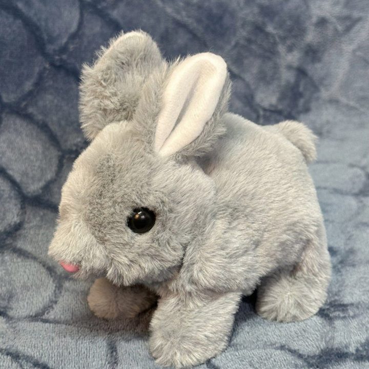 Pilkas pliušinis kiškutis žaislas vaikams 18 cm