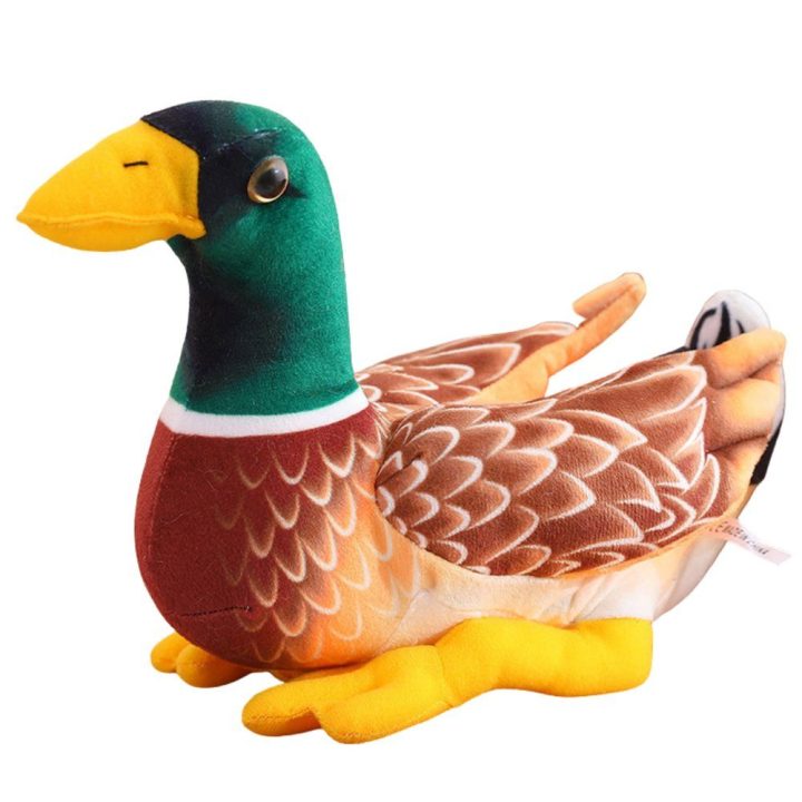 Pliušinis žaislas antiena vaikams, ruda-žalia, 28 cm