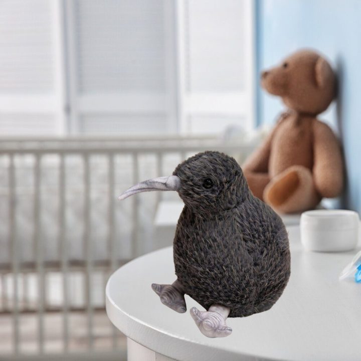 Pliušinis kivio paukščio žaislas vaikams, 17 cm, juodas