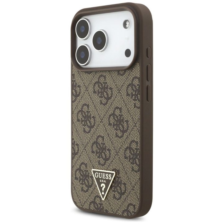 Telefono dėklas iPhone 17 Pro rudas su dirželiu Guess