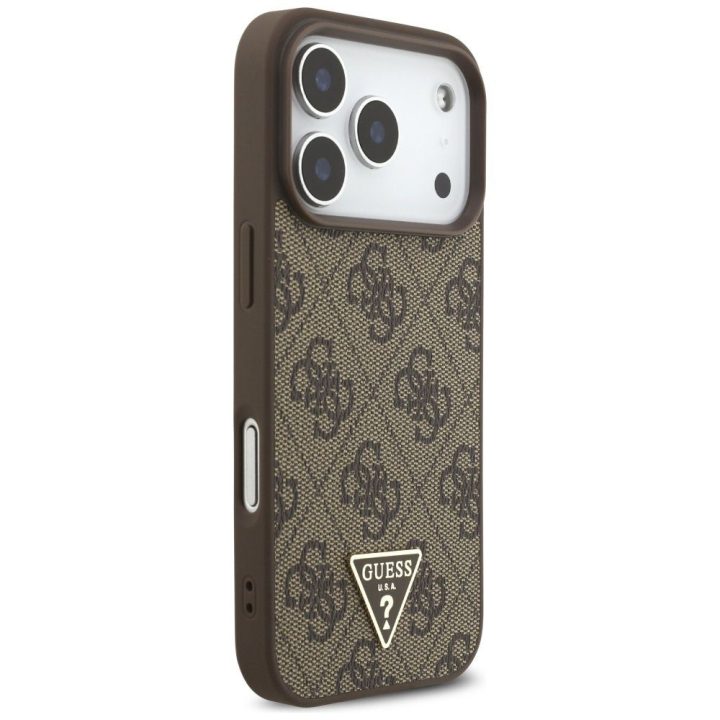 Telefono dėklas iPhone 17 Pro rudas su dirželiu Guess
