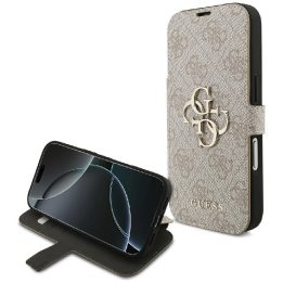Knygutės tipo dėklas iPhone 17 Pro smėlio spalvos Guess